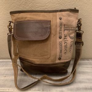 NWT Peace Shoulder Bag - upcycled canvas